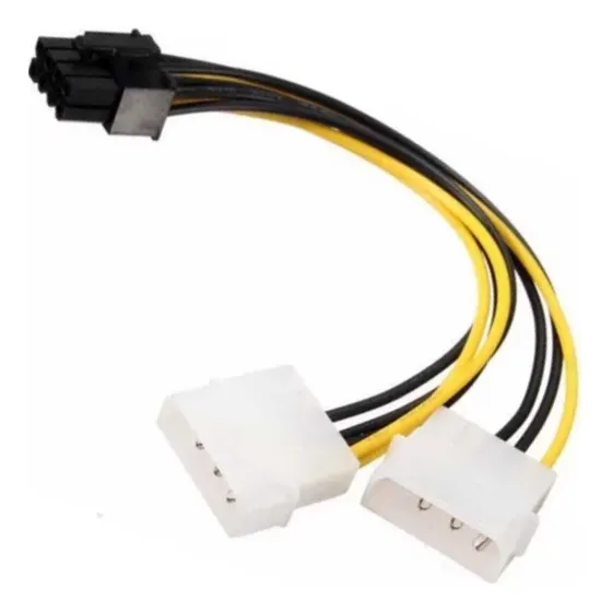  Cabo Adaptador 8 Pinos 6+2 Pci Express P/molex Duplo 