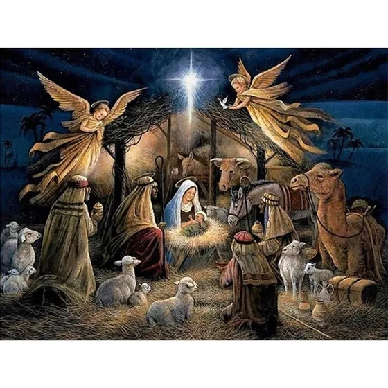 Tela Tapiz Póster Feliz Navidad Pesebres Nacimiento Decoraci