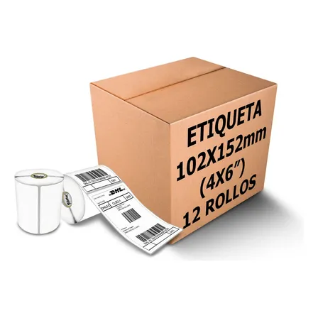 Etiquetas Térmicas Blancas Ribetec 4x6 Pulgadas 10x15 Cm 12 Rollos Blanco