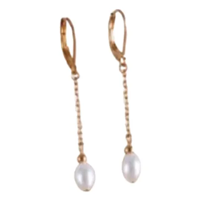 Yanbal Aretes Cadena Perlada Baño Oro 24k