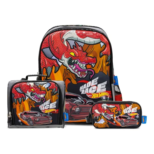 Mochila Hot Wheels + Lonchera + Cartuchera 24.6htw2015 Rojo