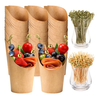 50 Vasos Para Embutidos Con Brochetas, Vasos De Papel Para R 50 Vasos Para Embutidos Con Brochetas, Vasos De Papel Para R