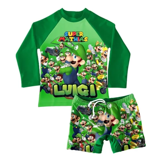 Conjunto De Traje De Baño Niño Luigi Super Mario Bros