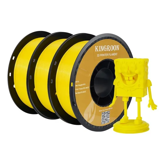 3kg/lote Kingroon Petg Filamento Para Impresora 3d 1.75mm Color Amarillo