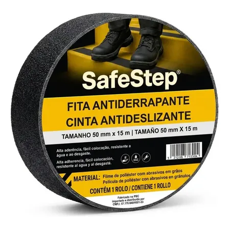 Fita Antiderrapante Safe Step 15 M X 5 Cm Escada, Piso Preto