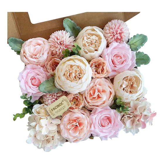 Rosas Y Peonías Artificiales Arreglos Florales Pack X 20