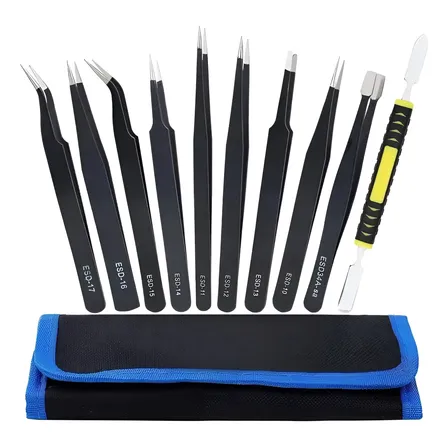 Set 10 Pinzas Antiestática Precisión Relojería Electrónica