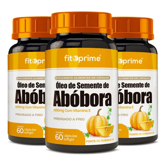 Kit 3 Óleo De Semente De Abóbora 1000mg Com Vitamina E 60cps Sabor Neutro