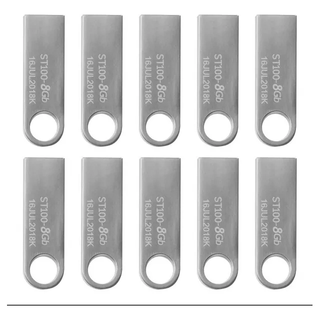 Kit De 10 Usb Stylos Tech Metalica Metálico 8 Gb 2.0