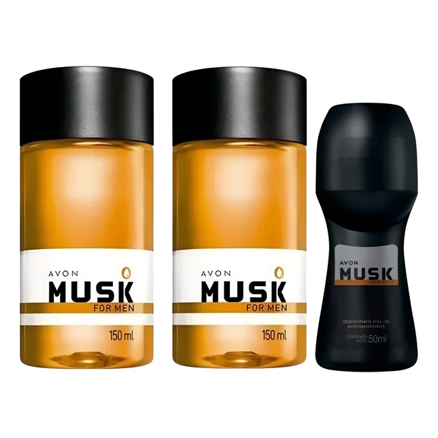 Pack X 3: Colonias Refrescantes Musk De Avon + Desod. Roll