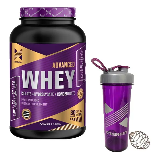 Combo Proteína Xtrenght Advanced + Shaker Pro Bpa Free 750cc