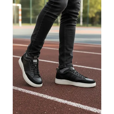 Tênis Democrata Vibe Casual Masculino Couro Preto 625101