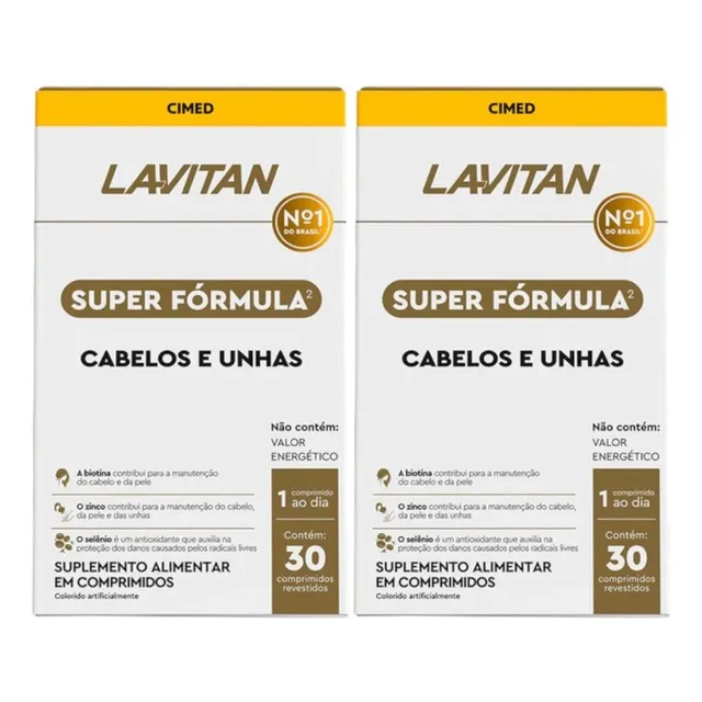 Lavitan Super Fórmula Cabelos E Unhas 2 Cx De 30 Comp. Cada