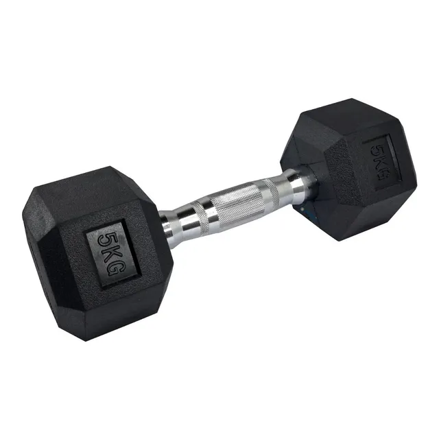 Mancuerna Hexagonal Pesa Fija 5 Kg Pesas Hierro Antidesliz.®