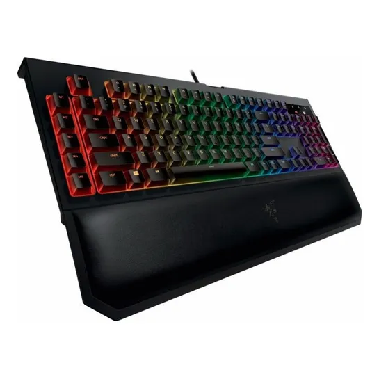 Teclado Razer Blackwidow Chroma V2 Switch amarillo, soporte de muñeca, idioma inglés, teclado estadounidense, color negro