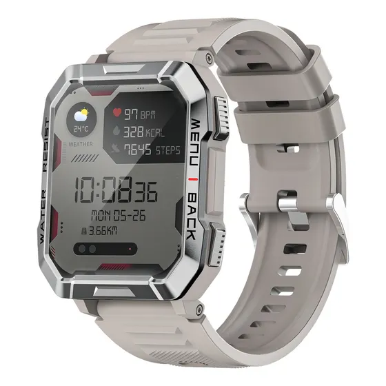 Reloj Smartwatch Reloj Inteligente Blackview Bvw60 Caqui De 2.1 Pulgadas, Smart Watch, Hombre Reloj Inteligente Militar, Linterna Bluetooth, Ip68, Resistente Al Agua, Caqui