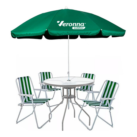 Conjunto Mesa Tampo De Vidro 4 Cadeiras Ombrelone Guarda Sol Conjunto Mesa Tampo De Vidro 4 Cadeiras Ombrelone Guarda Sol