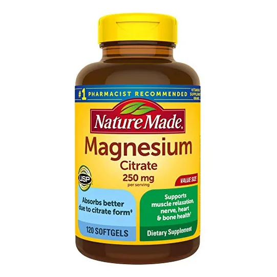 Suplemento De Citrato De Magnesio Nature Made 250 Mg 120 Cáp