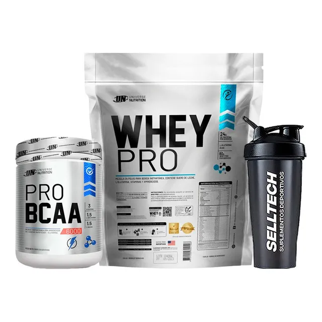 Pack Un Whey Pro 3kg Chocolate + Bcaa 6000 500gr Naranja