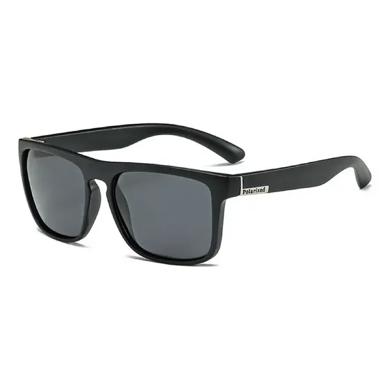 Óculos De Sol Polarizado Uv400 Quadrado Unissex Esportivo Armação Preto Haste Preto Lente Preto Desenho Espelho