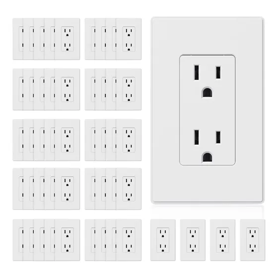Toma De Enchufe Eléctrico De Pared Color Blanco Mate 15 A