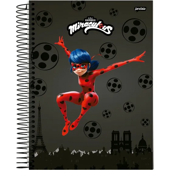 Caderno10 Matérias Universitário Ladybug 160fls Com Adesivos