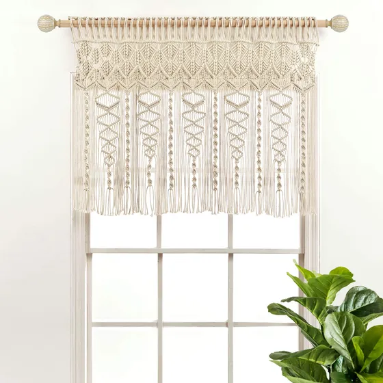 Cenefa De Algodón Texturizado Con Macramé Para Cocina