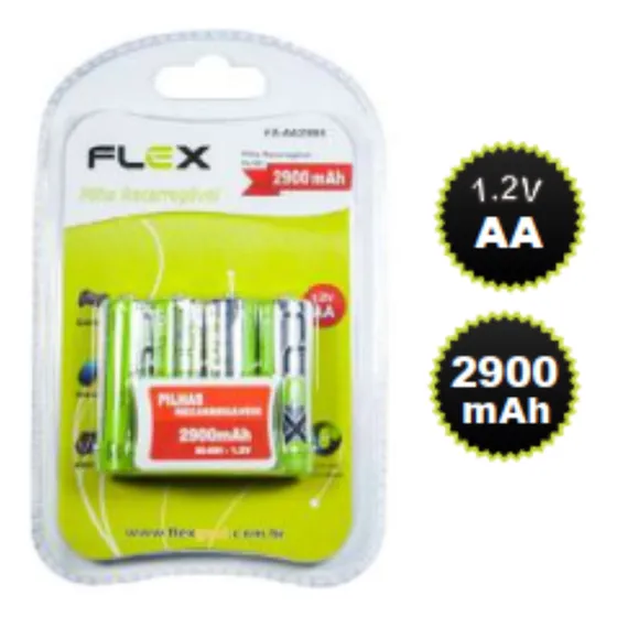 Pilha Recarregavel Aa 2900 Mah 1.2v Flex Gold Original