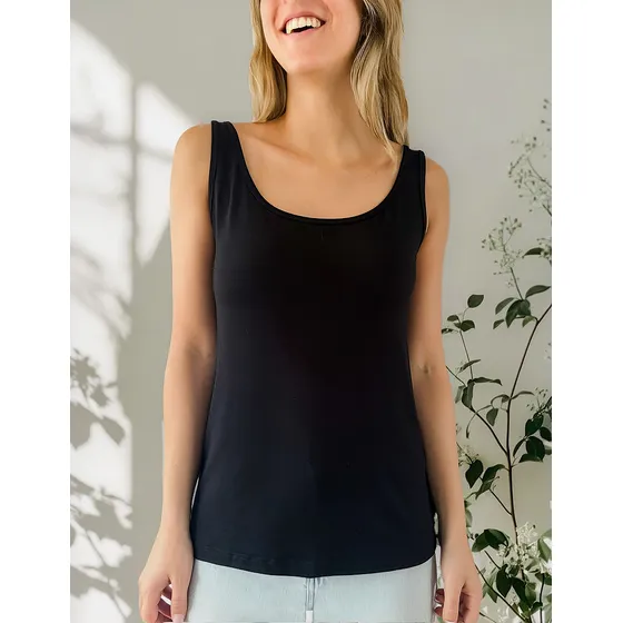 Musculosa Lulyna Basica Modal Al Cuerpo Bretel Ancho Mujer