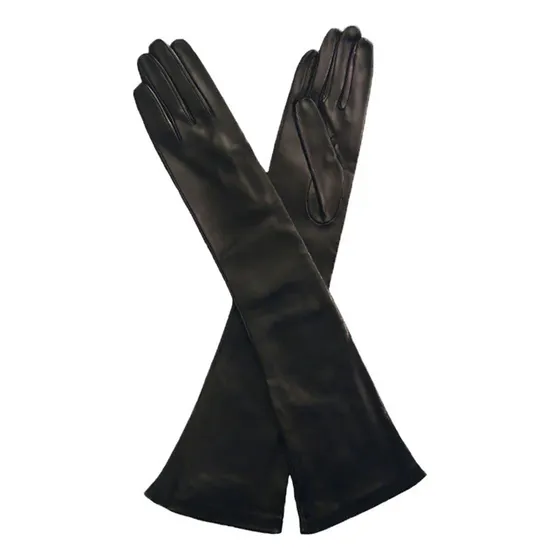 Guantes Sintéticos Largos Negro Brillante Talla Única Adulto