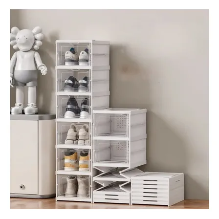 Sapateira Vertical Empilhável 6 Pares Organizador De Calçados Modular Branco Caixa de Tênis Fácil Montagem