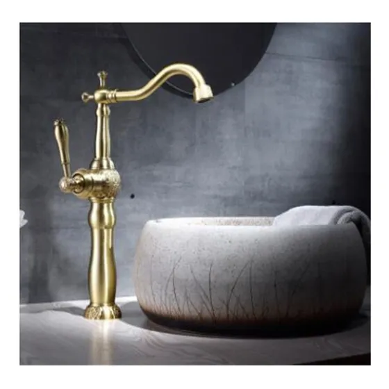 Grifo Lavabo Laton Antiguo Para Baño Tallado Rotacion Una