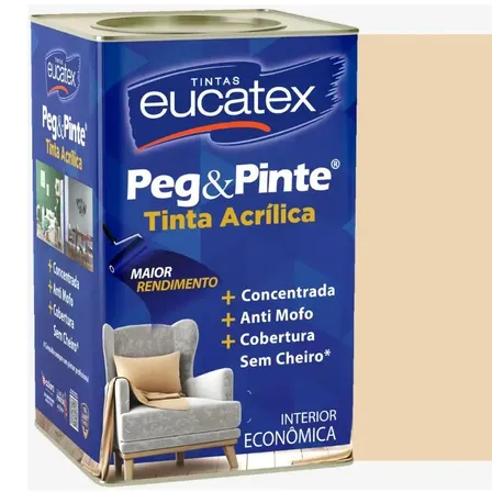 Tinta Eucatex Acrílica Peg Pinte Anti-mofo 18l - Cores Acabamento Fosco Cor Areia Pipa