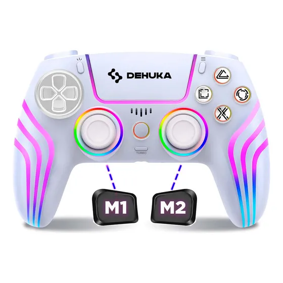 Joystick Compatible con Ps4 PC Gamer Inalambrico USB Control Preciso y Estilo Personalizado Giroscopio LED RGB Dehuka