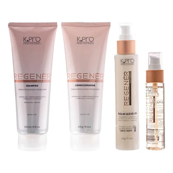Kit Regenér Shampoo Condicionador Balm Leave-in Oil Óleo