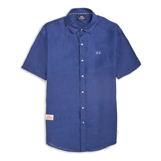 Camisa De Lino La Martina Manga Corta Linux Hombre
