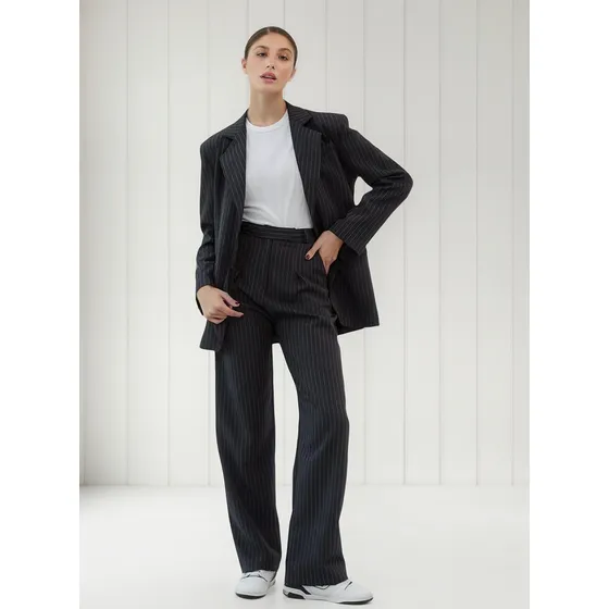 Conjunto Sastrero Rayado Blazer + Pantalón Talle S Al 3xl