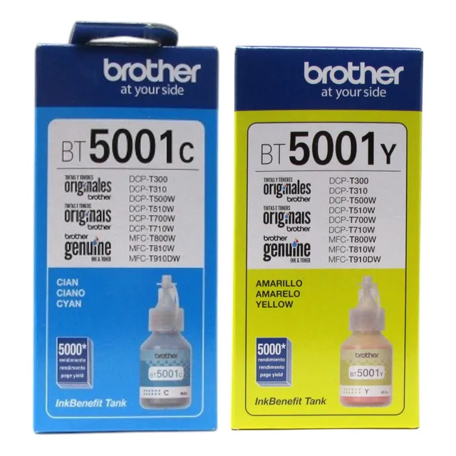 Kit De 2 Tintas Originales Brother Bt5001 Cian - Amarillo 