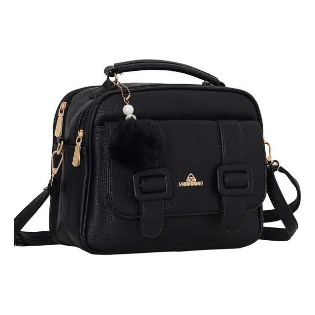 Bolsa Feminina Transversal Média Baú Tiracolo Promoção Preta Bolsa Feminina Transversal Média Baú Tiracolo Promoção Preta