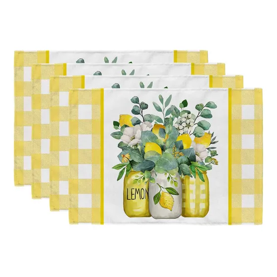 Geeory Juego 4 Mantel Individual Verano Limon 12 X 18  Para