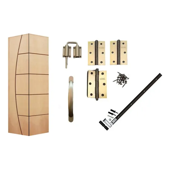 Kit Folha De Porta Camarão Frisada + Ferragens