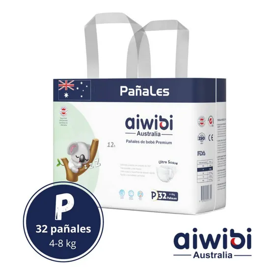 Pañales Aiwibi Premium - Elige La Talla Tamaño Pequeño (P) (32 Pañales)