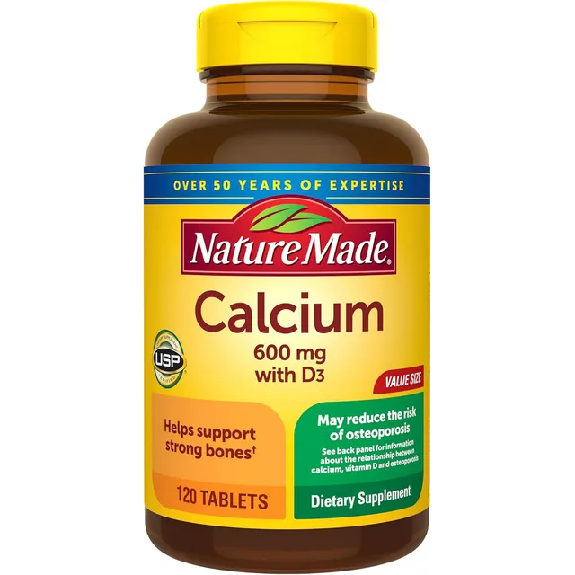 Calcium Nature Made Calcio Con Vitamina D 600mg 120 Tabletas Sabor Sin Sabor