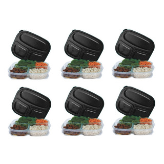 Kit 6 Marmitas Porta Mantimentos Marmitas Com 3 Divisórias Kit 6 Marmitas Porta Mantimentos Marmitas Com 3 Divisórias