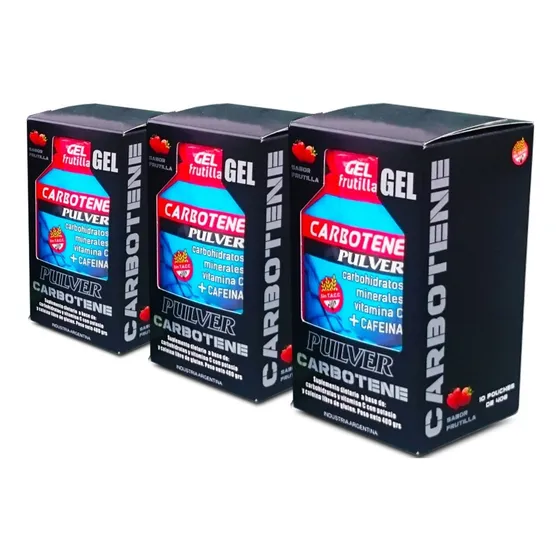 3 Carbotene Gel Pulver Cafeina 30 Geles 40 Gramos Energia Ya