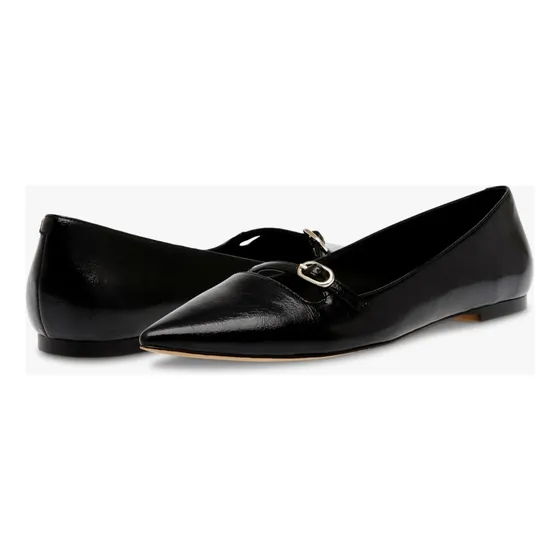 Zapatos Bailarina De Moda  Cuero Negro