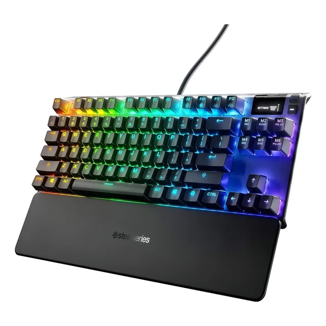 Teclado gamer SteelSeries Apex QWERTY QX2 Red inglés US color negro con luz RGB
