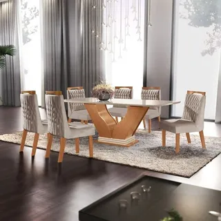 Mesa De Jantar C/ Tampo De Vidro Safira 6 Cadeiras Cbwt Mesa De Jantar C/ Tampo De Vidro Safira 6 Cadeiras Cbwt