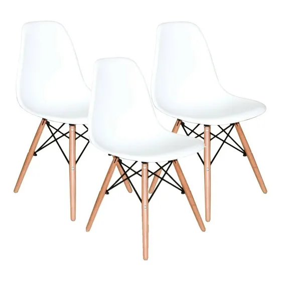 Cadeira de jantar DKR Decor Charles Eames Eiffel branco x 3 unidades