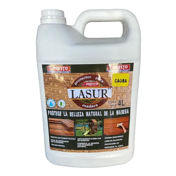 Protector Para Madera Exterior Presto Lasur Caoba 4l